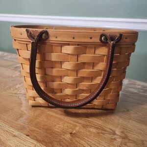 Longerberger Certified Good Ole Summer Time Boardwalk Basket  Leather Handles